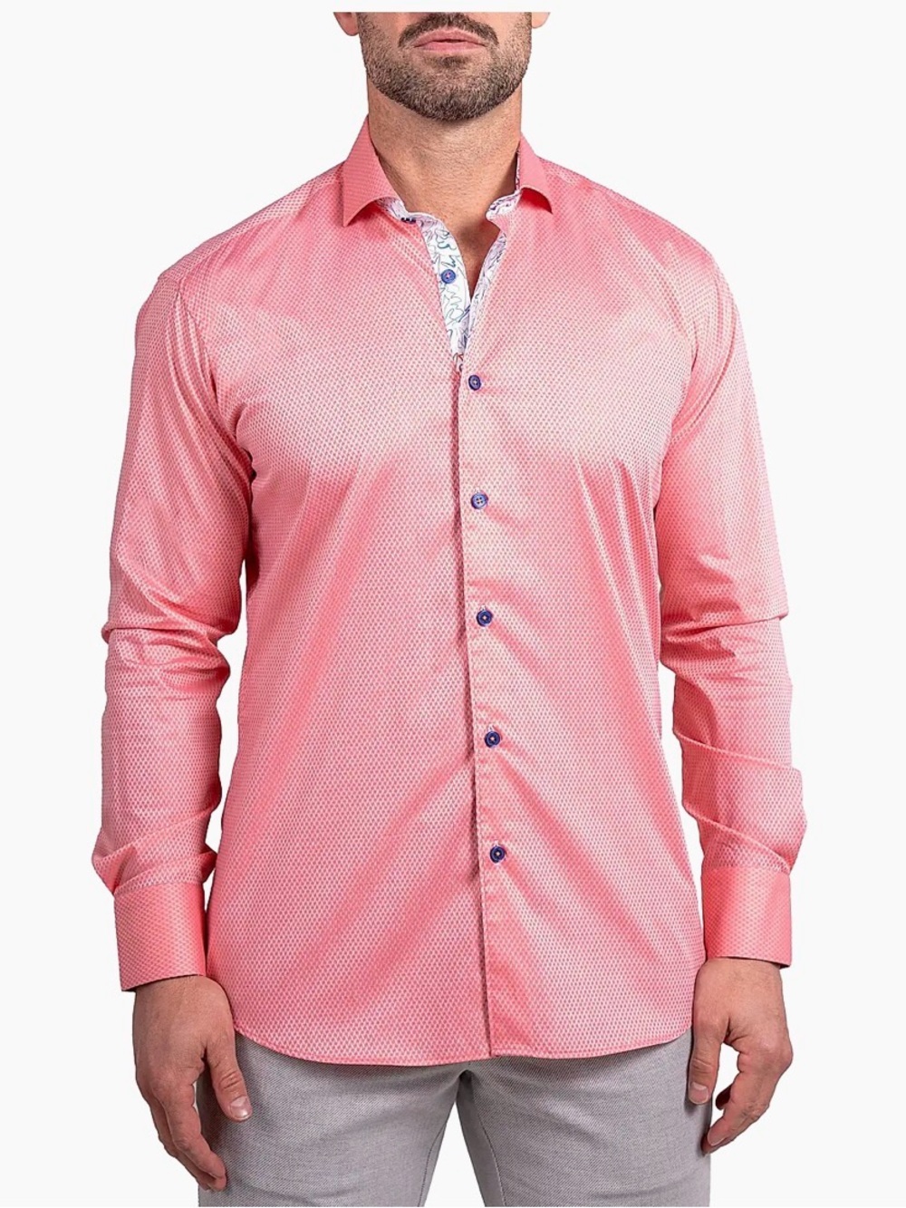 Men's Pink Slim Fit Dress Shirt - Maceoo XL